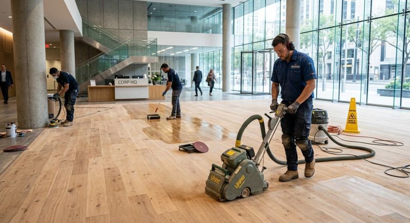 Our team working on Wood Floor Service projects in West Bend, WI