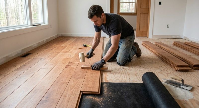 Cherry Floor Installation in Port Washington, WI