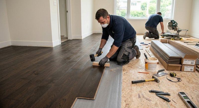 Dark Wood Floor Installation in West Bend, WI