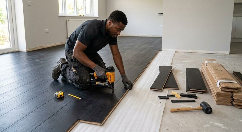 Dark Wood Floor Installation in West Bend, WI